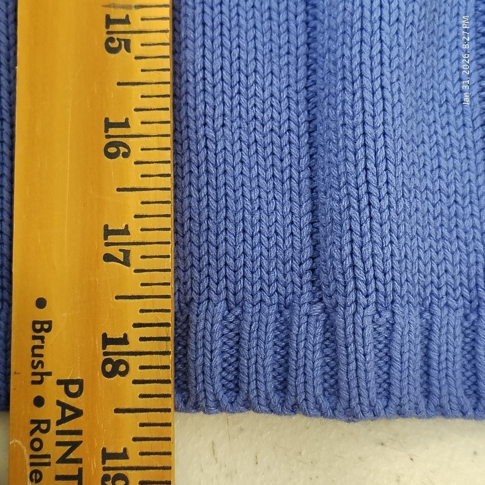 KAREN SCOTT PETITE MEDIUM CROPPED BLUE CABLE KNIT SWEATER‎ - Picture 7 of 8